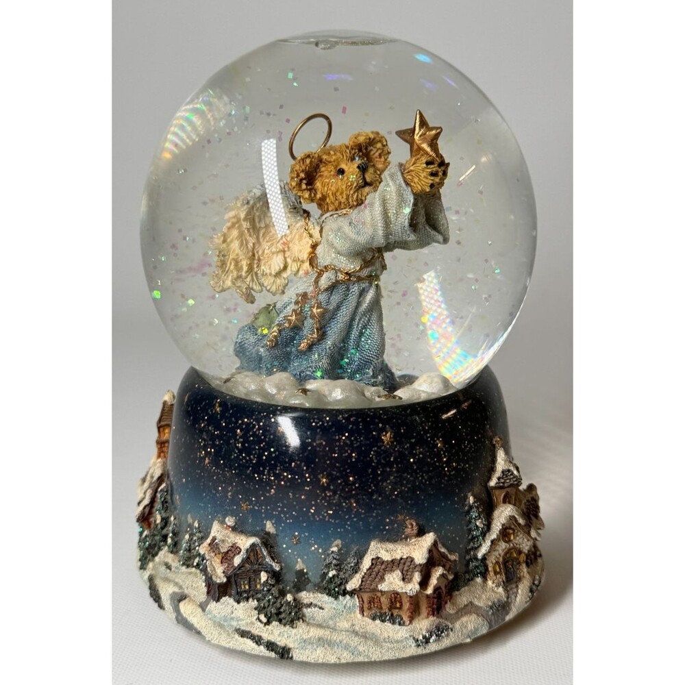 Boyds Bears Angel Snow Globe Music Box Plays Angels We Have Heard On High VTG
